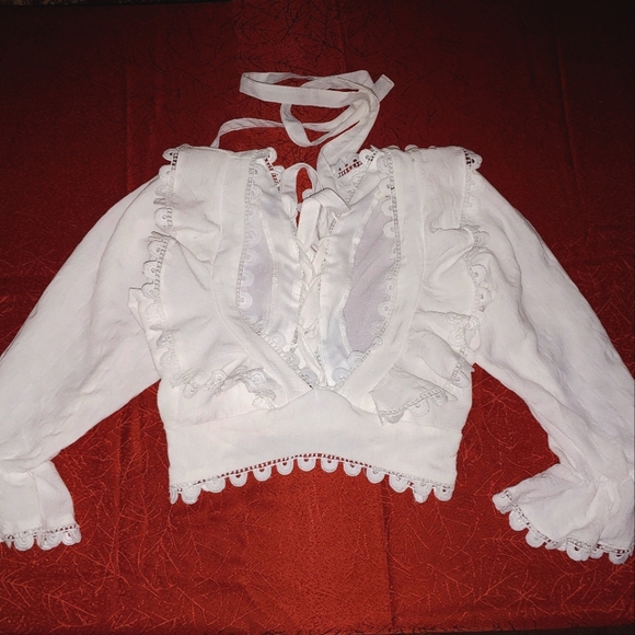 Hopes lace up blouse.  Size S - Picture 2 of 6